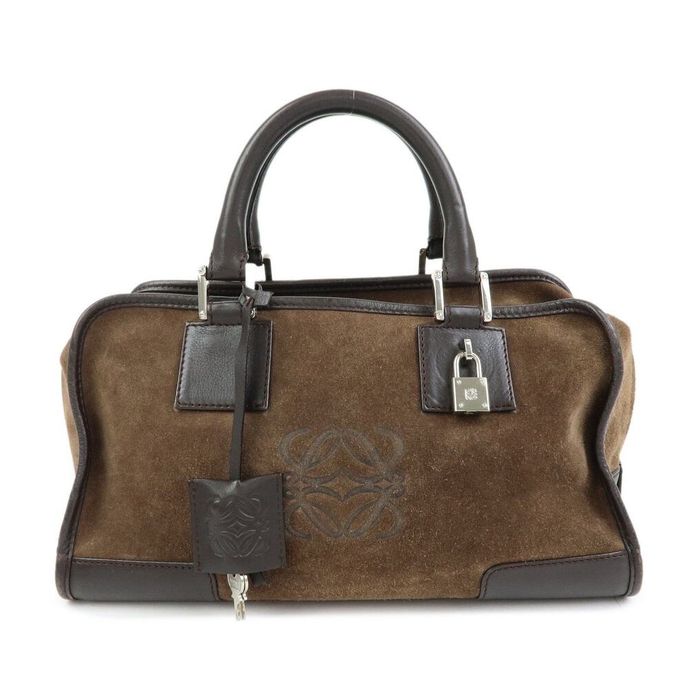 Loewe Anagram Amazona 28 Suede Handbag Brown